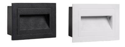Trin 240V LRG Square Recessed LED Step Light. Black, White IP54